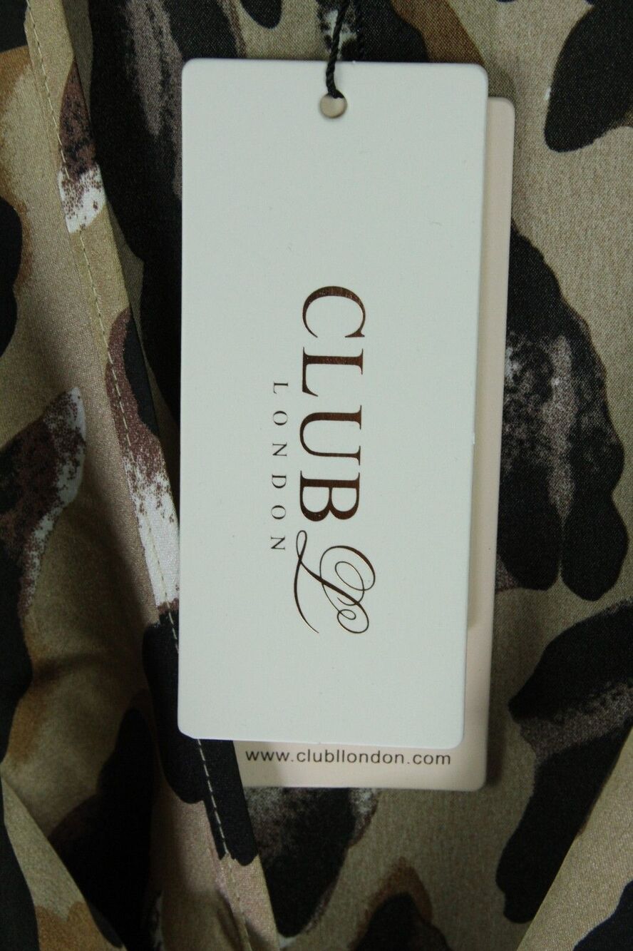 Club London Dress Leopard V-Neck Long Sleeve US 10 UK14 New - Picture 10 of 12